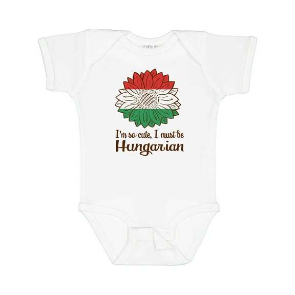 Inktastic I'm So Cute, I Must Be Hungarian Hungary Sunflower Boys or Girls Baby Bodysuit