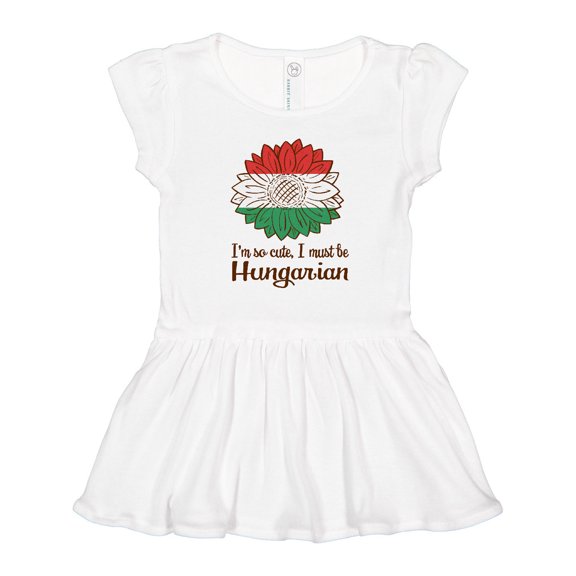 Inktastic I'm So Cute, I Must Be Hungarian Hungary Sunflower Girls Toddler Dress