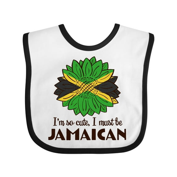 Inktastic I'm So Cute, I Must Be Jamaican Jamaica Flag Sunflower Boys or Girls Baby Bib