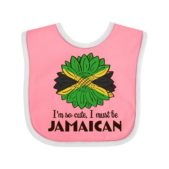 Inktastic I'm So Cute, I Must Be Jamaican Jamaica Flag Sunflower Boys or Girls Baby Bib