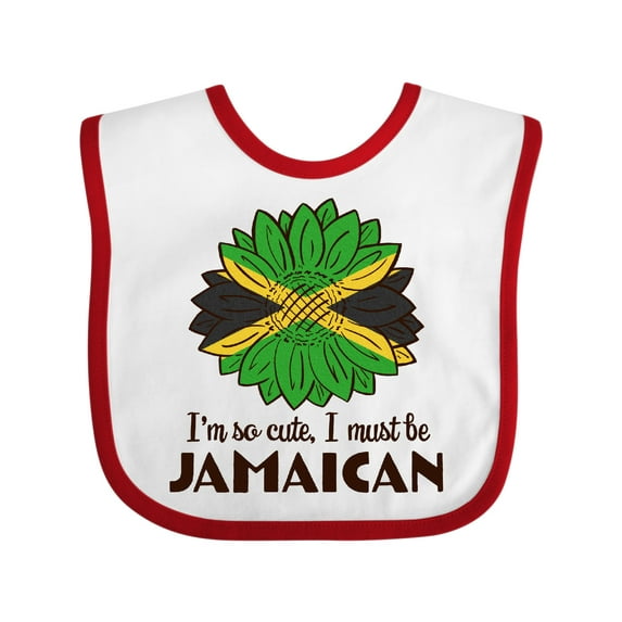 Inktastic I'm So Cute, I Must Be Jamaican Jamaica Flag Sunflower Boys or Girls Baby Bib