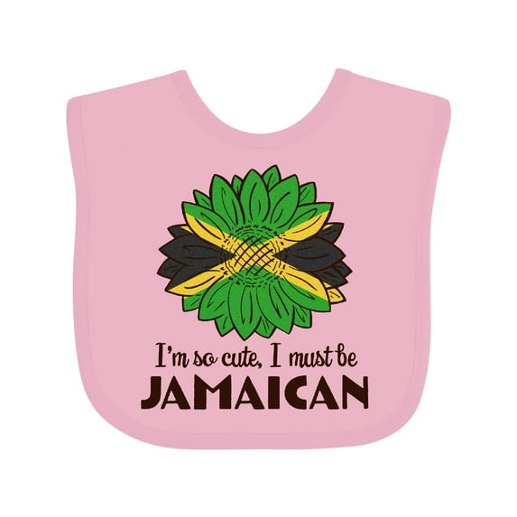 Inktastic I'm So Cute, I Must Be Jamaican Jamaica Flag Sunflower Boys or Girls Baby Bib