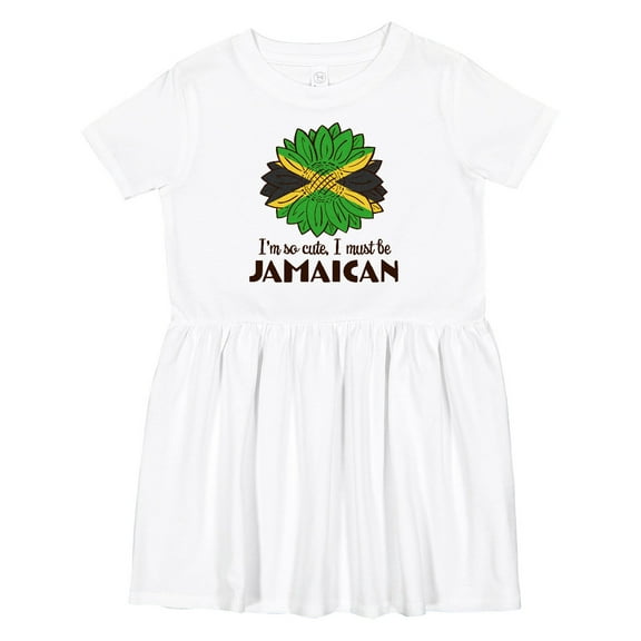 Inktastic I'm So Cute, I Must Be Jamaican Jamaica Flag Sunflower Girls Toddler Dress