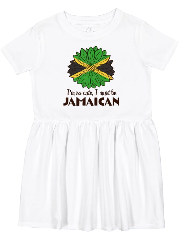 I'm So Cute, I Must Be Jamaican Jamaica Flag Sunflower Girls Toddler Dress
