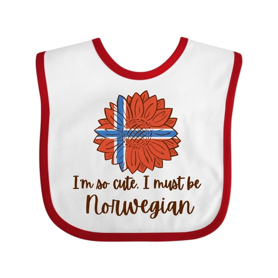 Inktastic I'm So Cute, I Must Be Norwegian Sunflower Boys or Girls Baby Bib