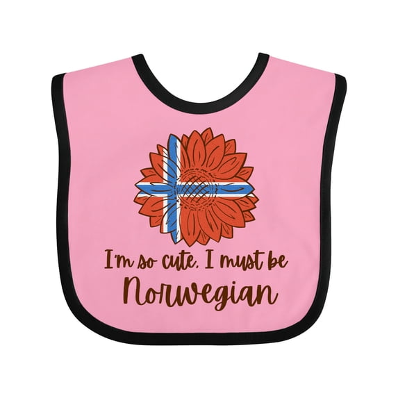 Inktastic I'm So Cute, I Must Be Norwegian Sunflower Boys or Girls Baby Bib