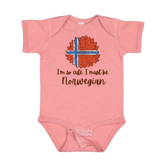 Inktastic I'm So Cute, I Must Be Norwegian Sunflower Boys or Girls Baby Bodysuit
