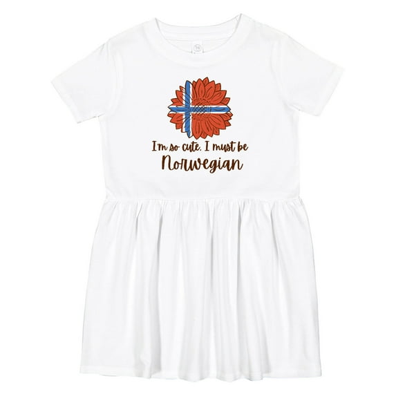 Inktastic I'm So Cute, I Must Be Norwegian Sunflower Girls Toddler Dress