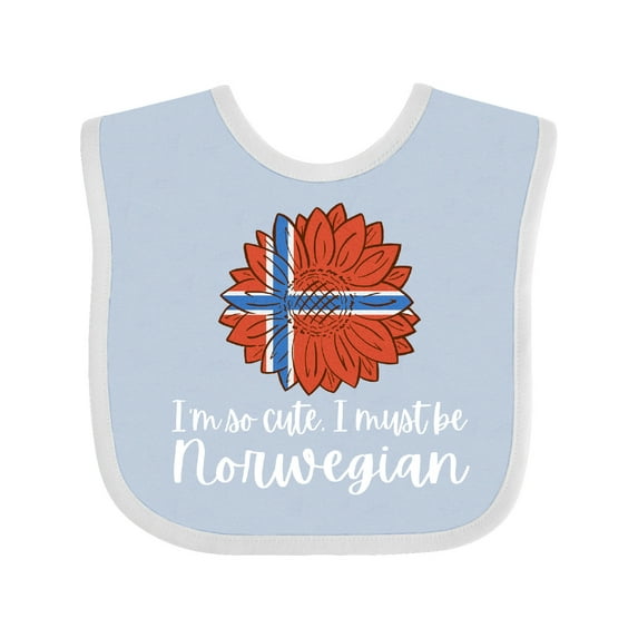 Inktastic I'm So Cute, I Must Be Norwegian Sunflower Norway Flag Boys or Girls Baby Bib
