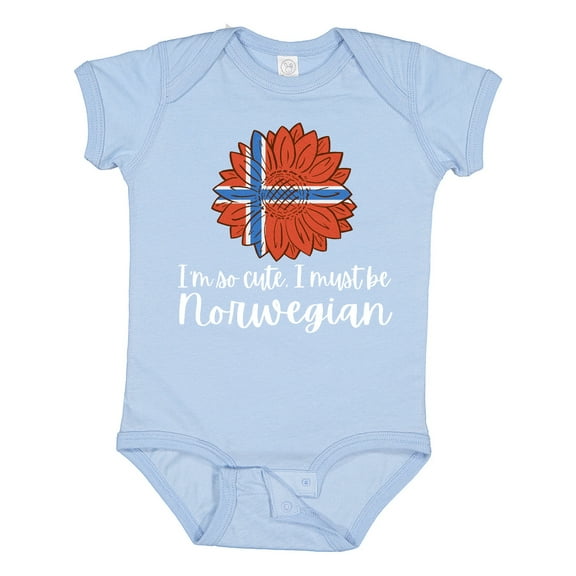 Inktastic I'm So Cute, I Must Be Norwegian Sunflower Norway Flag Boys or Girls Baby Bodysuit
