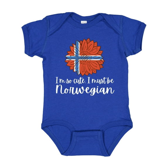 Inktastic I'm So Cute, I Must Be Norwegian Sunflower Norway Flag Boys or Girls Baby Bodysuit