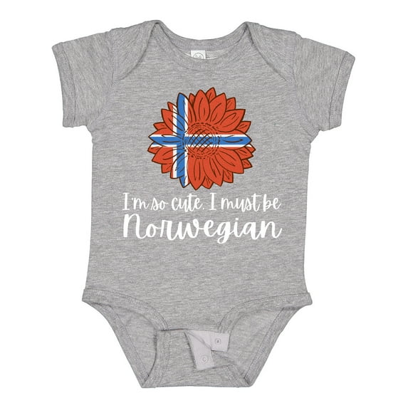 Inktastic I'm So Cute, I Must Be Norwegian Sunflower Norway Flag Boys or Girls Baby Bodysuit