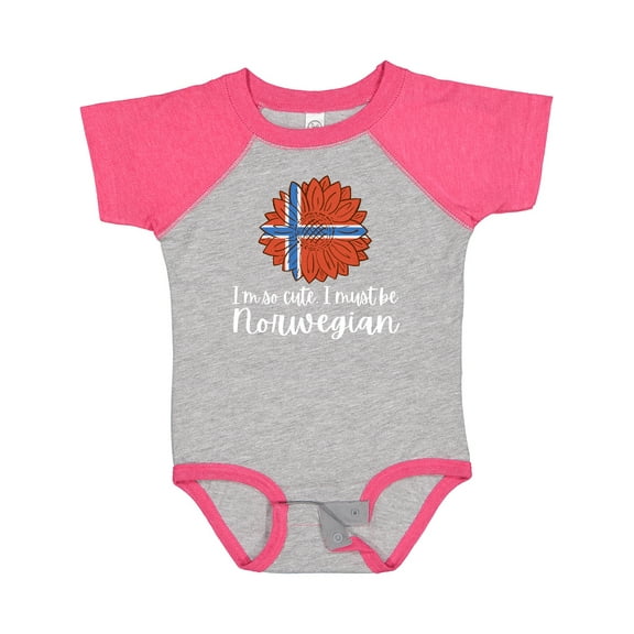 Inktastic I'm So Cute, I Must Be Norwegian Sunflower Norway Flag Boys or Girls Baby Bodysuit