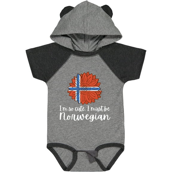 Inktastic I'm So Cute, I Must Be Norwegian Sunflower Norway Flag Boys or Girls Baby Bodysuit
