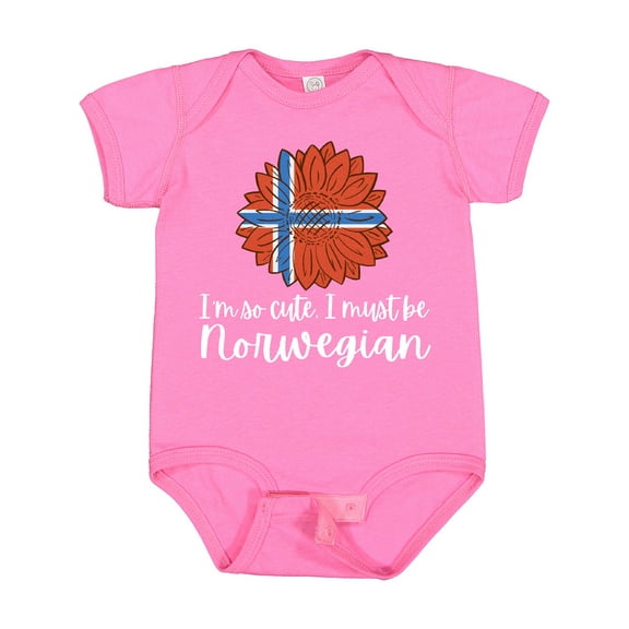 Inktastic I'm So Cute, I Must Be Norwegian Sunflower Norway Flag Boys or Girls Baby Bodysuit