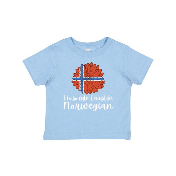 Inktastic I'm So Cute, I Must Be Norwegian Sunflower Norway Flag Boys or Girls Baby T-Shirt