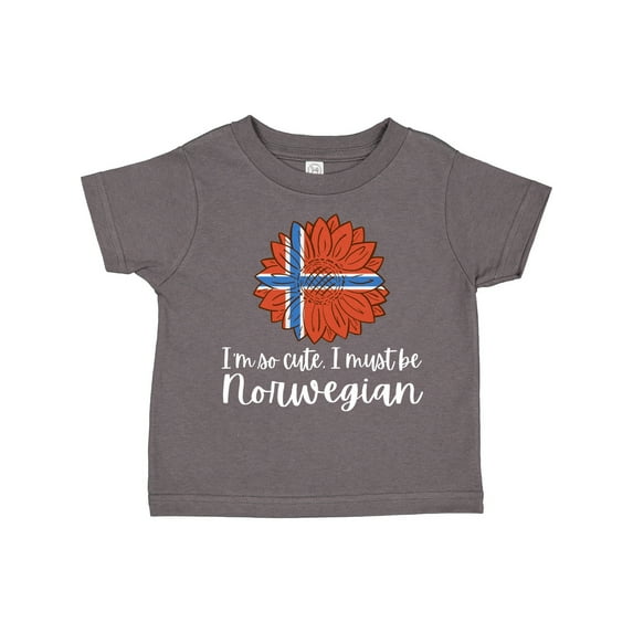 Inktastic I'm So Cute, I Must Be Norwegian Sunflower Norway Flag Boys or Girls Toddler T-Shirt