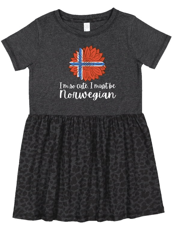 I'm So Cute, I Must Be Norwegian Sunflower Norway Flag Girls Toddler Dress