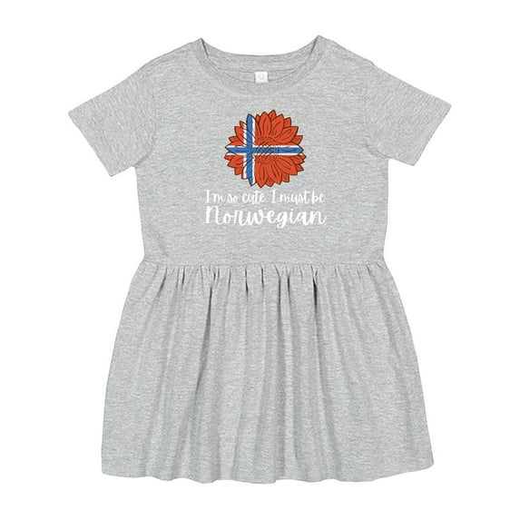 Inktastic I'm So Cute, I Must Be Norwegian Sunflower Norway Flag Girls Toddler Dress