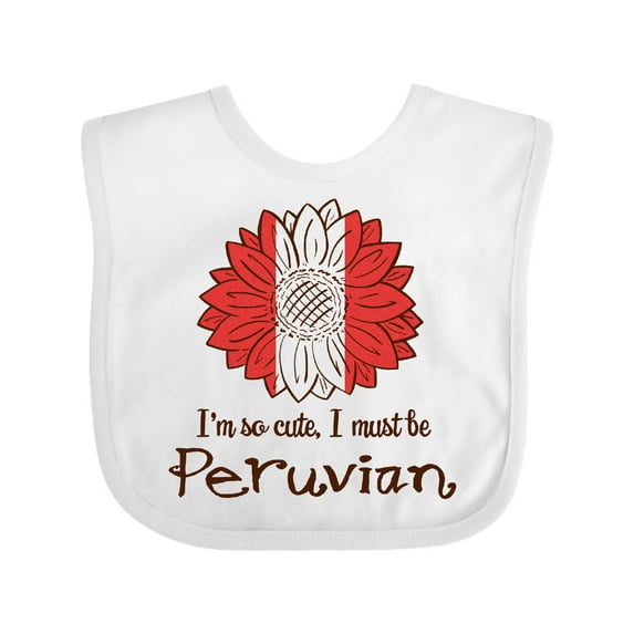 Inktastic I'm So Cute, I Must Be Peruvian Flag Sunflower Boys or Girls Baby Bib