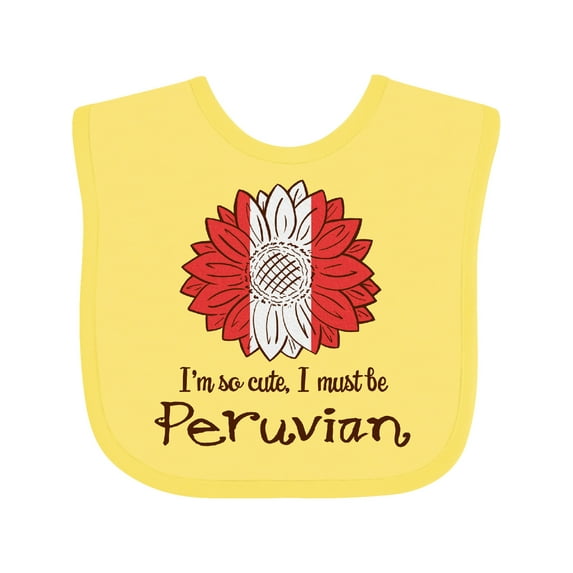 Inktastic I'm So Cute, I Must Be Peruvian Flag Sunflower Boys or Girls Baby Bib