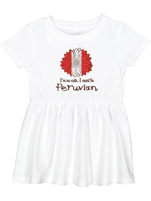 I'm So Cute, I Must Be Peruvian Flag Sunflower Girls Baby Dress