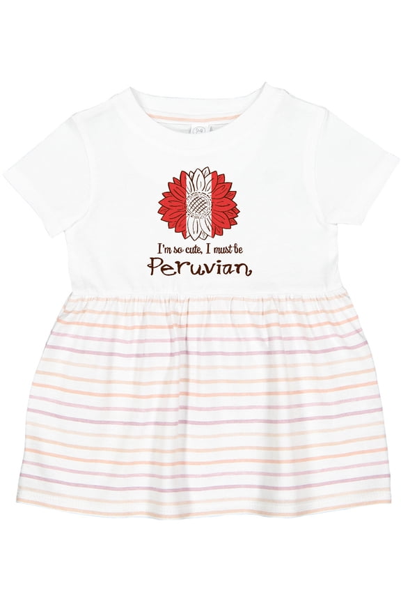 I'm So Cute, I Must Be Peruvian Flag Sunflower Girls Baby Dress