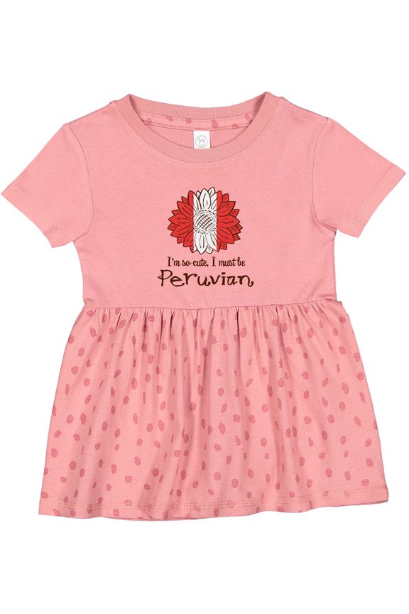 I'm So Cute, I Must Be Peruvian Flag Sunflower Girls Baby Dress