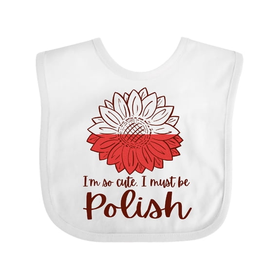 Inktastic I'm So Cute, I Must Be Polish Sunflower Boys or Girls Baby Bib