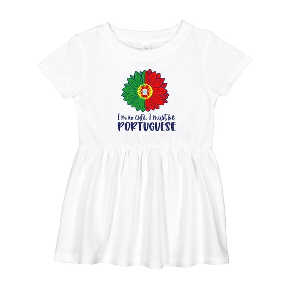 Inktastic I'm So Cute, I Must Be Portuguese Sunflower Girls Baby Dress
