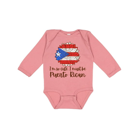 Inktastic I'm So Cute, I Must Be Puerto Rican Sunflower Boys or Girls Long Sleeve Baby Bodysuit