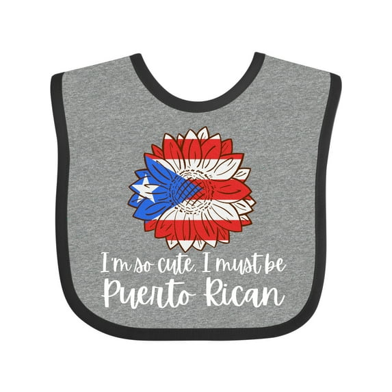 Inktastic I'm So Cute, I Must Be Puerto Rican Sunflower Puerto Rico Boys or Girls Baby Bib