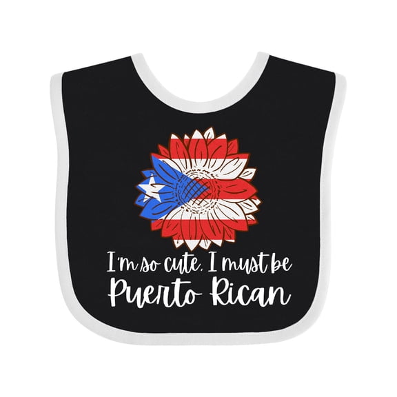 Inktastic I'm So Cute, I Must Be Puerto Rican Sunflower Puerto Rico Boys or Girls Baby Bib