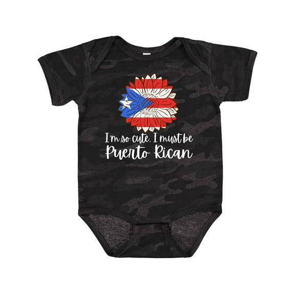 Inktastic I'm So Cute, I Must Be Puerto Rican Sunflower Puerto Rico Boys or Girls Baby Bodysuit
