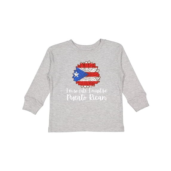 Inktastic I'm So Cute, I Must Be Puerto Rican Sunflower Puerto Rico Boys or Girls Long Sleeve Toddler T-Shirt
