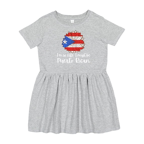 Inktastic I'm So Cute, I Must Be Puerto Rican Sunflower Puerto Rico Girls Toddler Dress