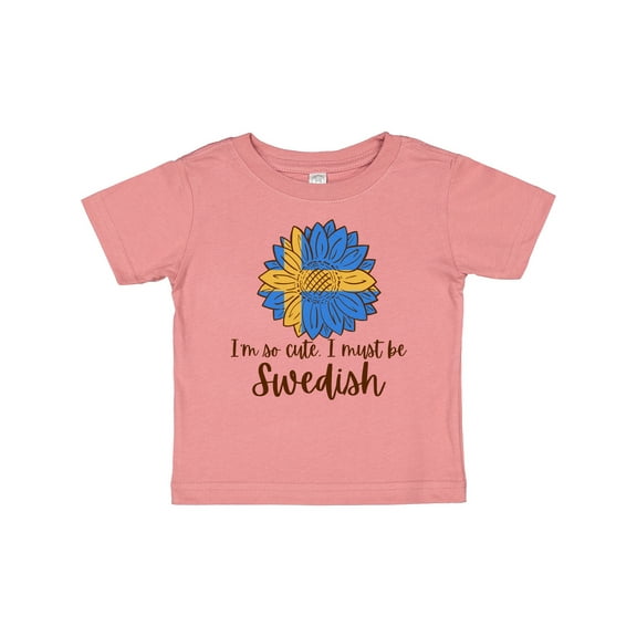 Inktastic I'm So Cute, I Must Be Swedish Sunflower Boys or Girls Baby T-Shirt