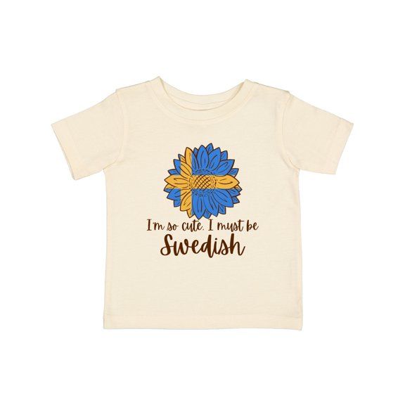 Inktastic I'm So Cute, I Must Be Swedish Sunflower Boys or Girls Baby T-Shirt