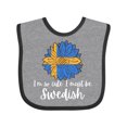 thumbnail image 1 of Inktastic I'm So Cute, I Must Be Swedish Sunflower Sweden Flag Boys or Girls Baby Bib, 1 of 4