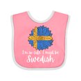 thumbnail image 1 of Inktastic I'm So Cute, I Must Be Swedish Sunflower Sweden Flag Boys or Girls Baby Bib, 1 of 4