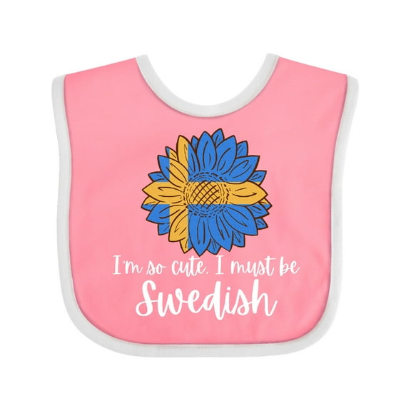 Inktastic I'm So Cute, I Must Be Swedish Sunflower Sweden Flag Boys or Girls Baby Bib