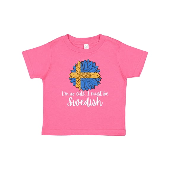 Inktastic I'm So Cute, I Must Be Swedish Sunflower Sweden Flag Boys or Girls Baby T-Shirt