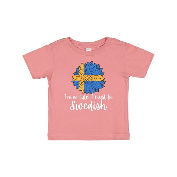 Inktastic I'm So Cute, I Must Be Swedish Sunflower Sweden Flag Boys or Girls Baby T-Shirt