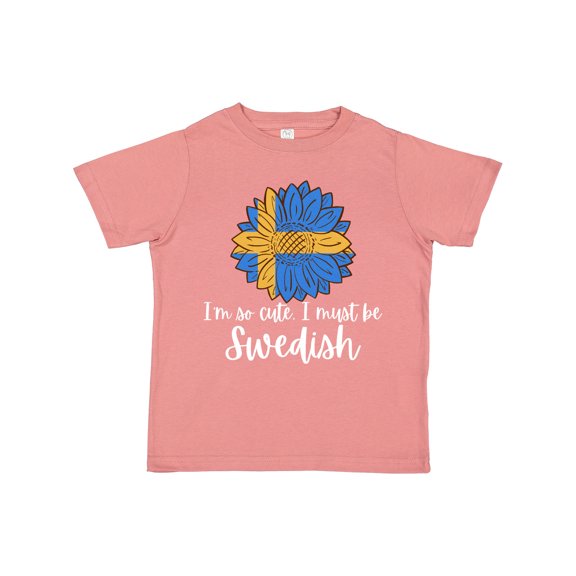 Inktastic I'm So Cute, I Must Be Swedish Sunflower Sweden Flag Boys or Girls Toddler T-Shirt