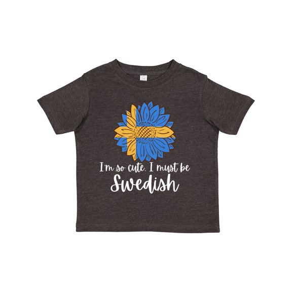 Inktastic I'm So Cute, I Must Be Swedish Sunflower Sweden Flag Boys or Girls Toddler T-Shirt
