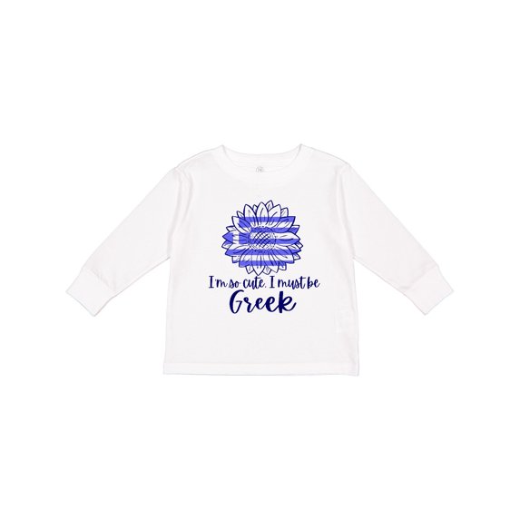 Inktastic I'm So Cute, I Must be Greek Sunflower Boys or Girls Long Sleeve Toddler T-Shirt