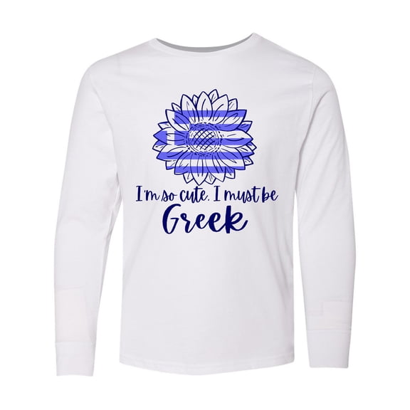 Inktastic I'm So Cute, I Must be Greek Sunflower Long Sleeve Youth T-Shirt