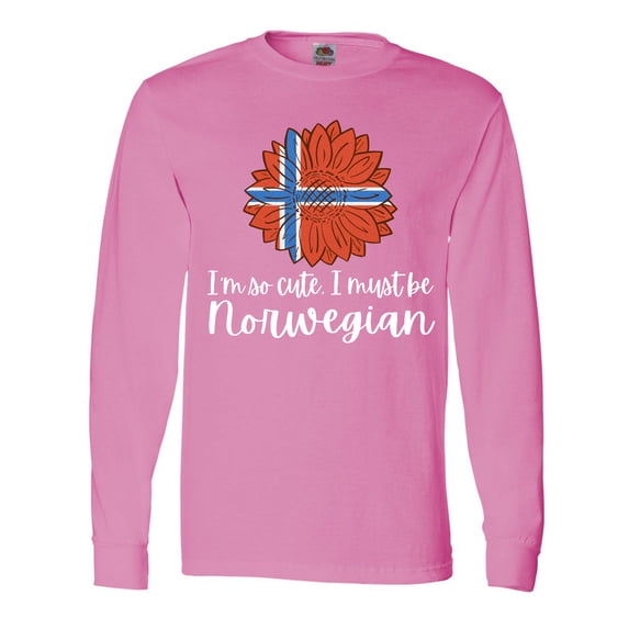 Inktastic I'm So Cute, I Must be Norwegian Sunflower Norway Flag Long Sleeve T-Shirt