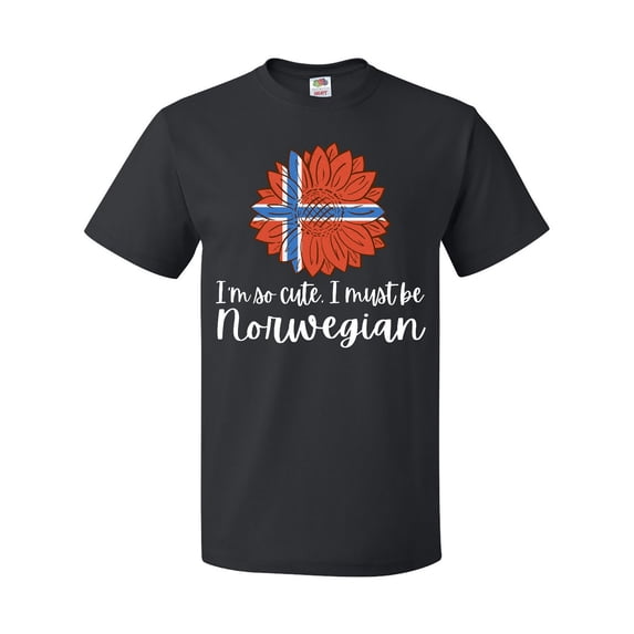 Inktastic I'm So Cute, I Must be Norwegian Sunflower Norway Flag T-Shirt
