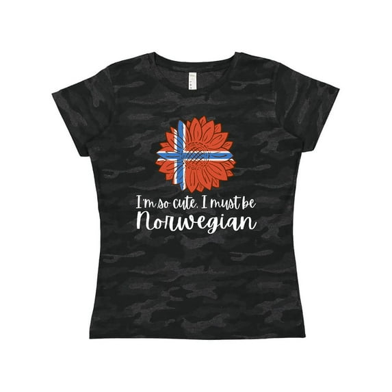 Inktastic I'm So Cute, I Must be Norwegian Sunflower Norway Flag Women's T-Shirt